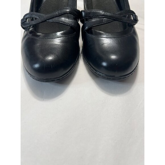 Clarks Womens Black Leather Heels 2.5 Inch Size 8.5 - Picture 3 of 10